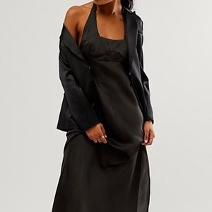 Free People Happy Hour Midi Slip - Black